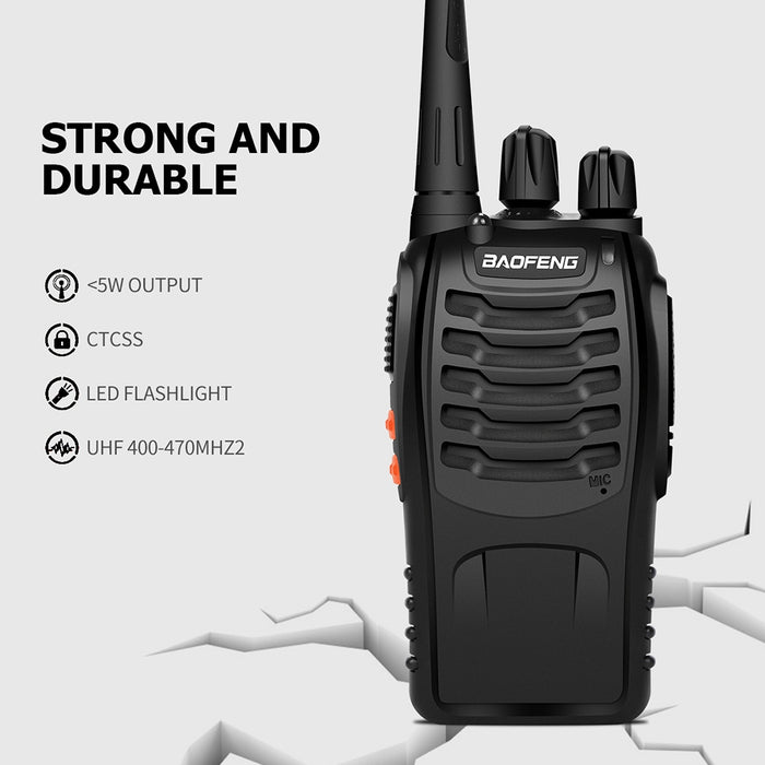 2pcs Walkie Talkie BF-888S Handheld Two-Way Radio UHF 400-470MHz 5W