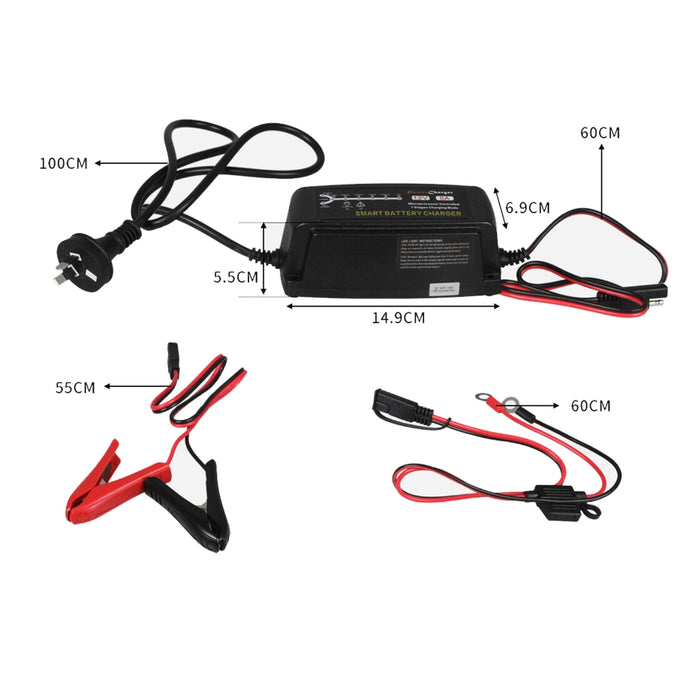 12V 5A Smart Car Battery Charger Trickle Repair Lead-acid For Boat Caravan Truck