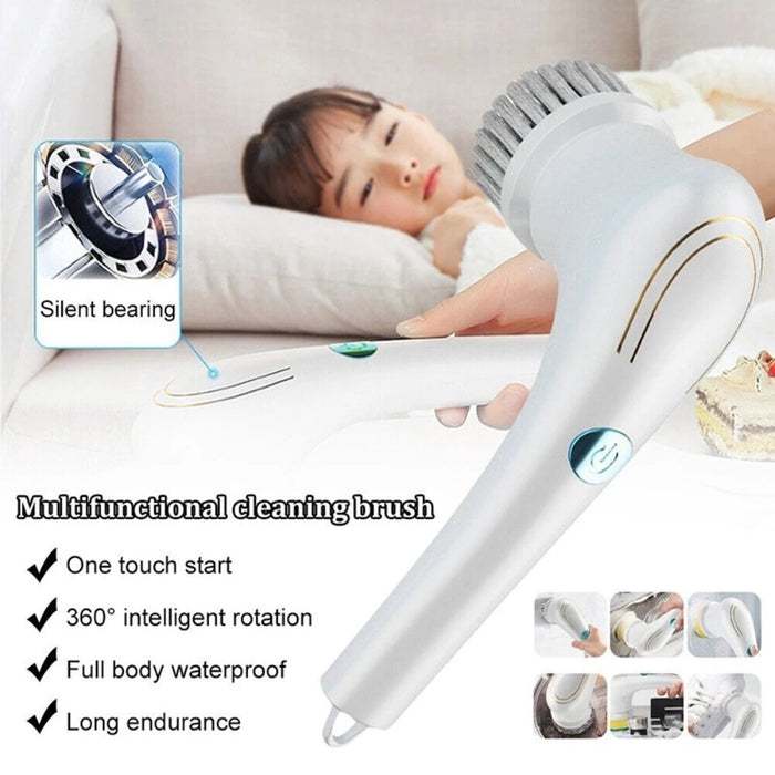 5 In 1 Handheld Electric Cleaning Brush Power Scrubber Cordless USB Rechargeable