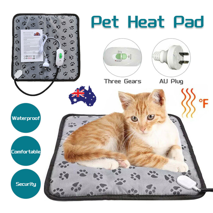 Electric Pet Heat Mat Pad Dog Cat Heating Blanket Bed Waterproof Footprint Decoration