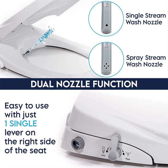 Non Electric Bidet Toilet Seat D Cover Bathroom Dual Nozzle Spray Water Wash