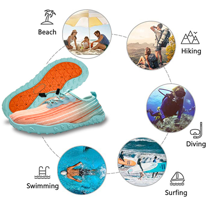 Water Shoes for Men and Women Soft Breathable Slip-on Aqua Shoes Aqua Socks for Swim Beach Pool Surf Yoga (Orange Size US 7.5)