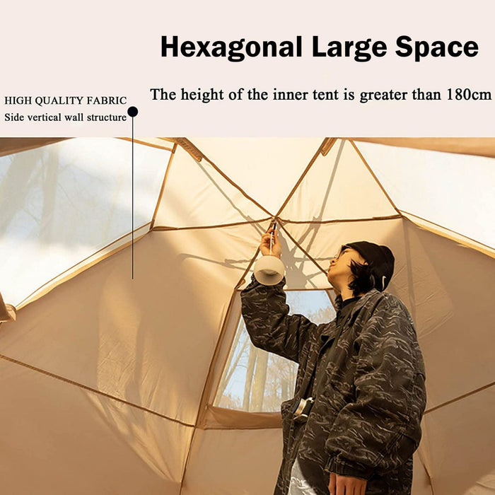 Large Space Luxury Frog Hexagonal Tent 5-8 Person Double Layer - Green