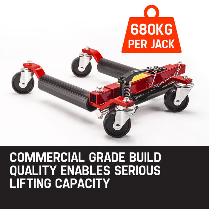 T-REX 4x 12 Vehicle Positioning Jacks - Wheel Dollies Car Go Dolly Jack Skates