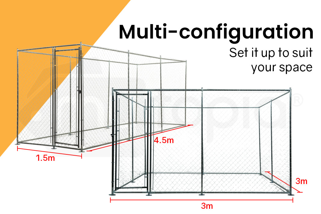 NEATAPET 3x3m Dog Enclosure Pet Outdoor Cage Wire Playpen Kennel Fence with Cover Shade