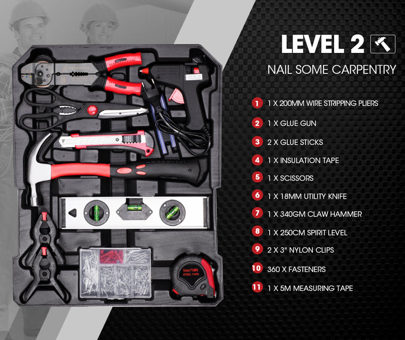 BULLET 925PC Tool Box On Wheels Kit Trolley Mobile Handle Set Toolbox Storage