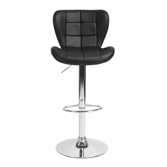 2x Counter Height PU Leather Upholstered Adjustable Height Swivel Bar Stools -Black