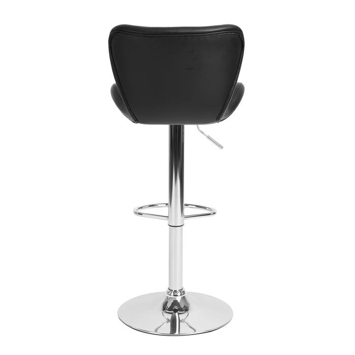 2x Counter Height PU Leather Upholstered Adjustable Height Swivel Bar Stools -Black