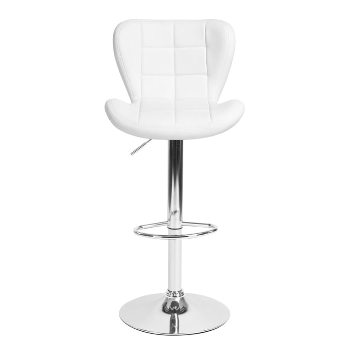 2x Counter Height PU Leather Upholstered Adjustable Height Swivel Bar Stools -White