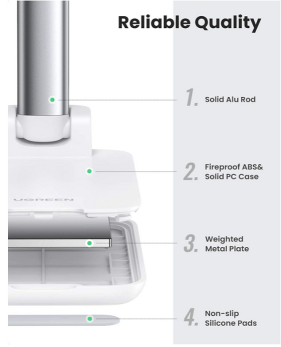 UGREEN Multi-Angle Height Adjustable Phone Desktop Stand (White) - 20434