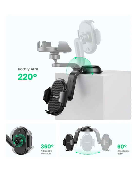 UGREEN Waterfall-Shaped Suction Cup Phone Mount Black 20473