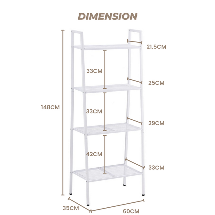 EKKIO Ladder Shelf 4 Tier (White) EK-LS-100-DSH