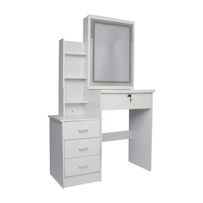 EKKIO Dressing Table White LED Mirror + Stool EK-DT-100-LD