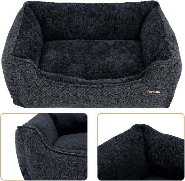 FEANDREA 110cm Dog Sofa Bed with Removable Washable Cover Dark Grey