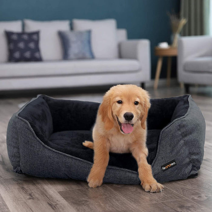 FEANDREA 110cm Dog Sofa Bed with Removable Washable Cover Dark Grey