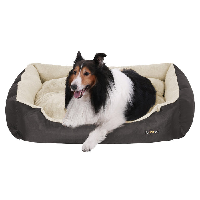 FEANDREA 70cm Dog Bed Reversible Cushion Dark Grey