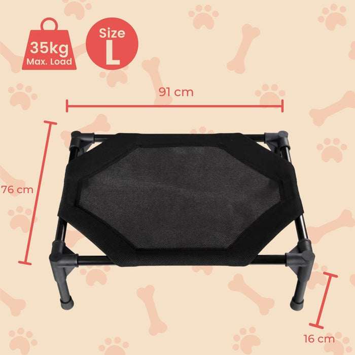 Floofi Elevated Pet Bed (L Black) FI-PB-265-QQQ