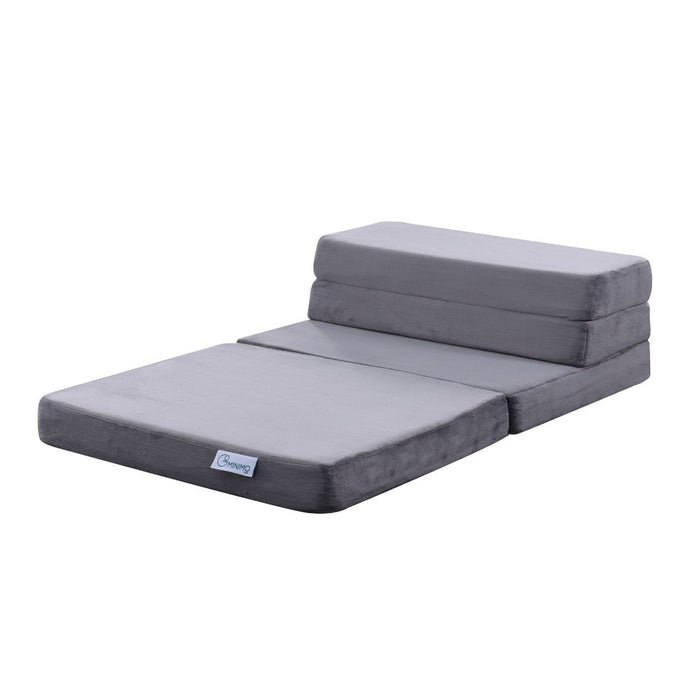 GOMINIMO 4 Fold Memory Foam Folding Mattress Dark Grey Velvet GO-FM-104-EON