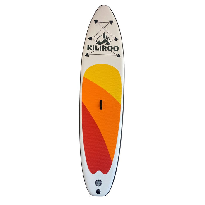 KILIROO Inflatable Stand Up Paddle Board Balanced SUP Portable Ultralight, 10.5 x 2.5 x 0.5 ft, with EVA Anti-Slip Pad Yellow, Orange & Red