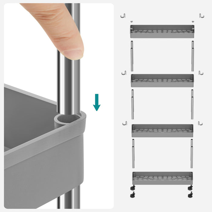 SONGMICS 4-Tier Storage Cart on Wheels Gray