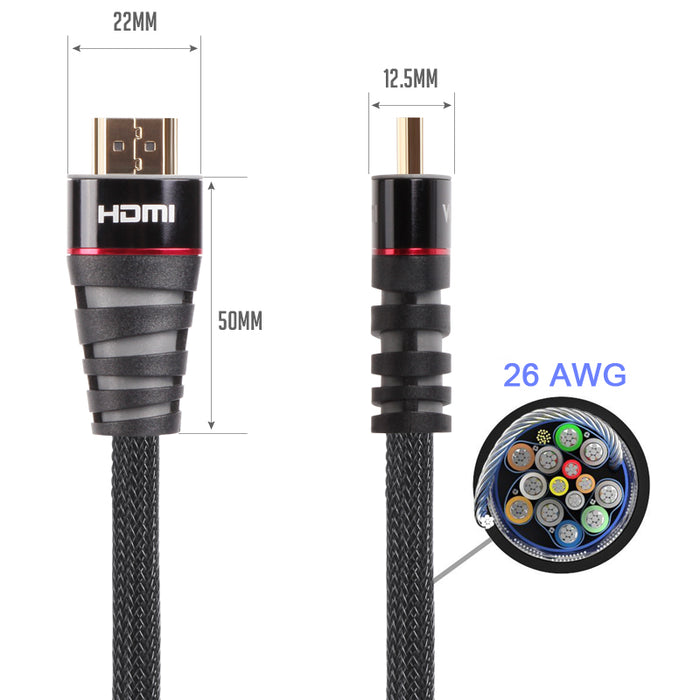 VCOM 5m Nylon Braided HDMI to HDMI 2.0 Cable CG526-B-5.0