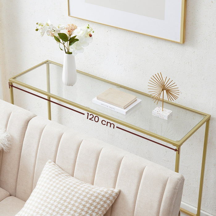 VASAGLE Console Table Tempered Glass Gold LGT036A01