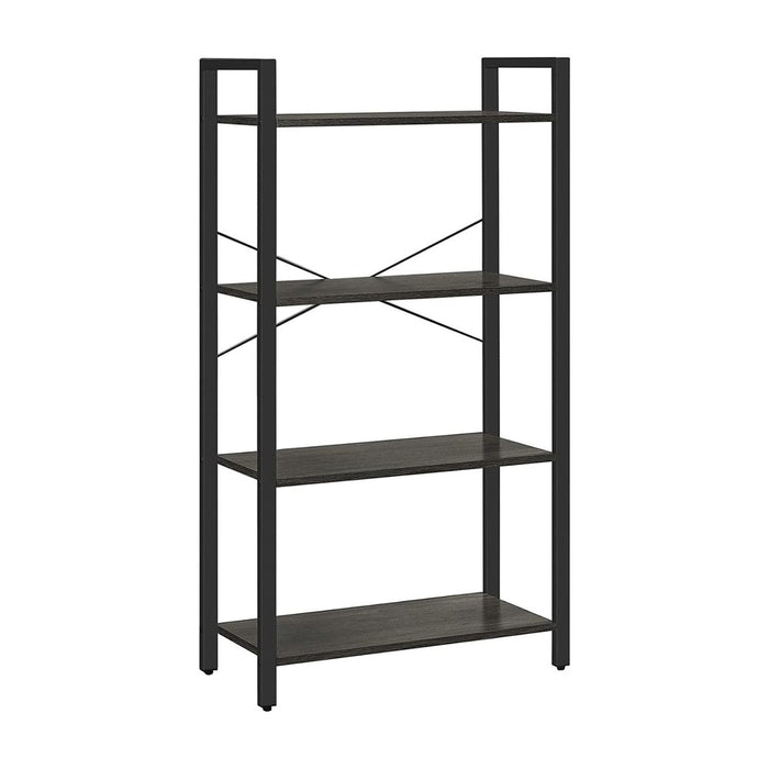 VASAGLE 4-Tier Bookshelf Storage Rack with Steel Frame for Living Room Office Study Hallway Industrial Style Charcoal Grey and Black LLS060B04