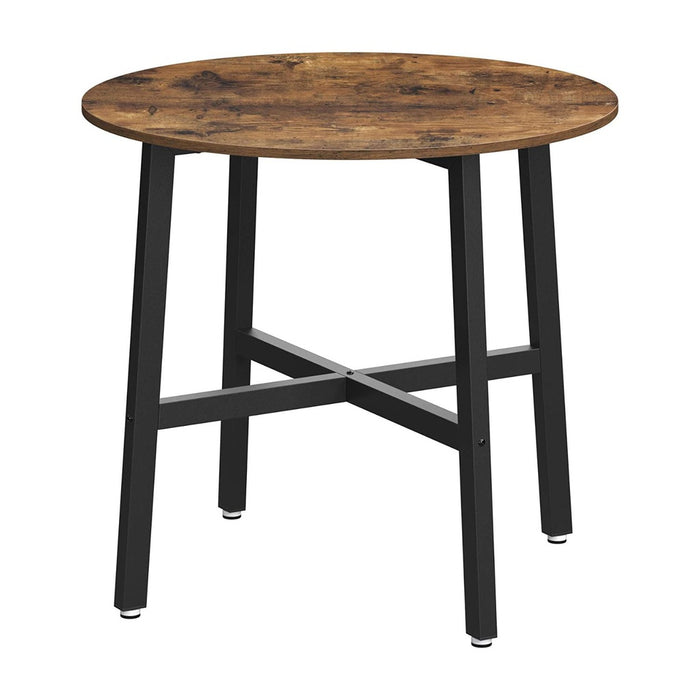 VASAGLE Small Round Kitchen Dining Table Industrial Design Vintage Brown and Black