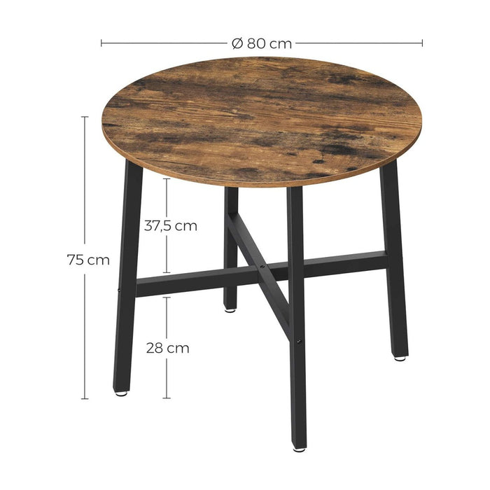 VASAGLE Small Round Kitchen Dining Table Industrial Design Vintage Brown and Black