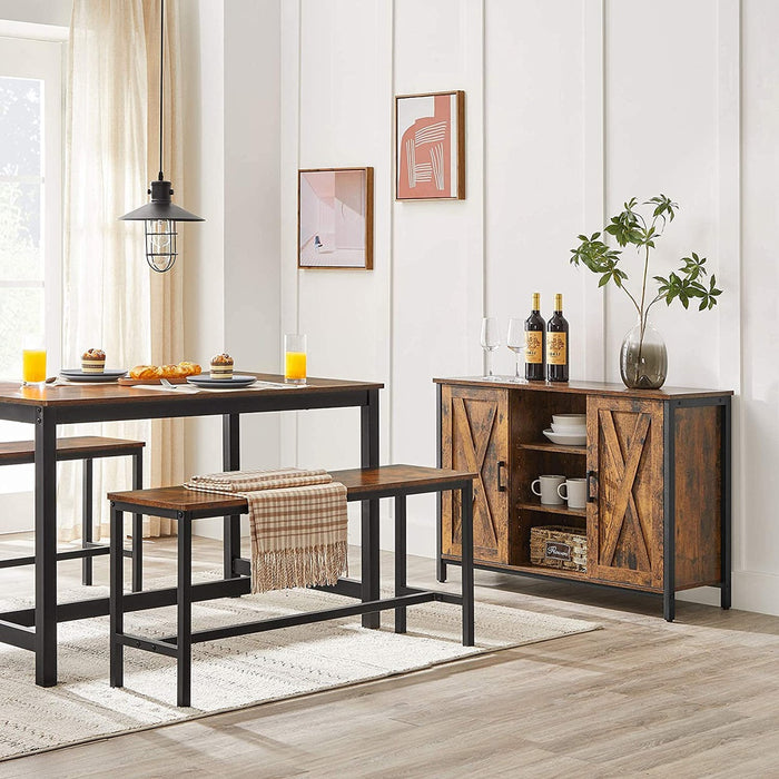 VASAGLE Dining Kitchen Table Metal Frame Rustic Brown and Black