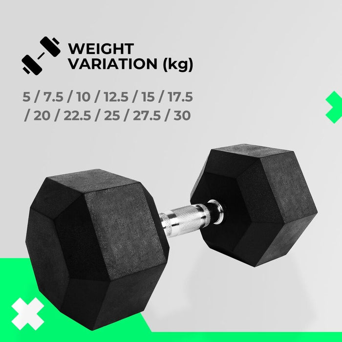 VERPEAK Rubber Hex Dumbbells (10KG x 2) VP-DB-104