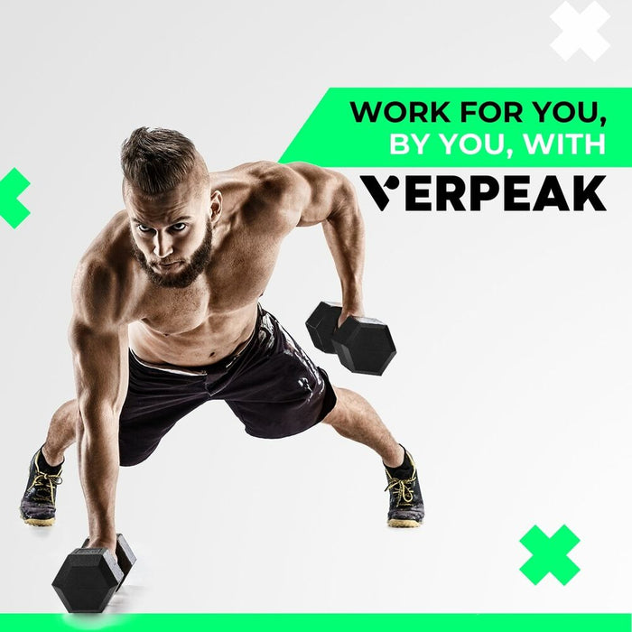 VERPEAK Rubber Hex Dumbbells (10KG x 2) VP-DB-104