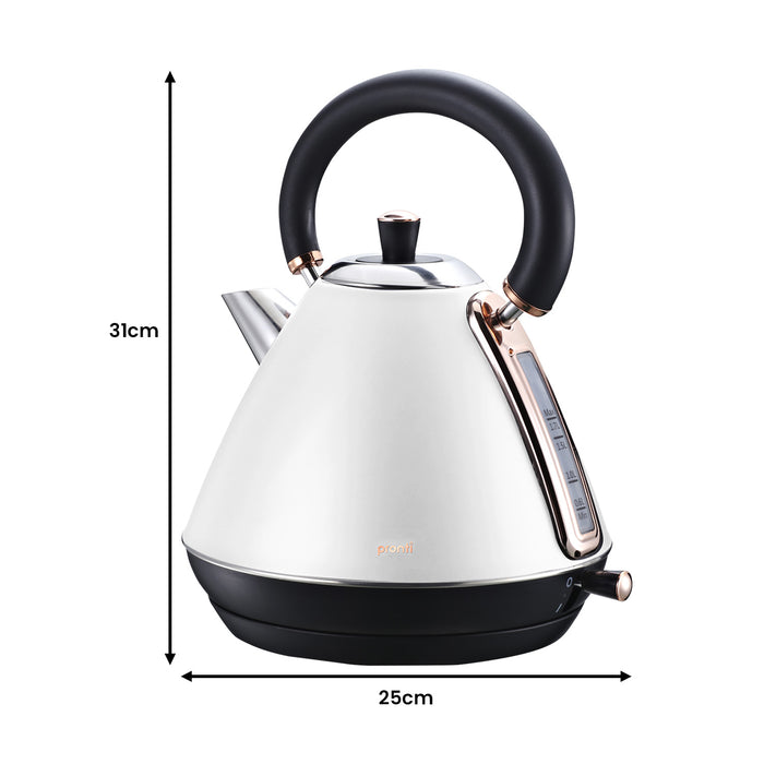 Pronti Rose Trim Collection Toaster & Kettle Bundle - White