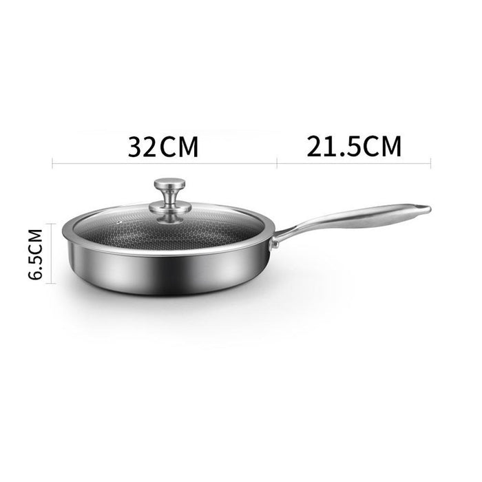 304 Stainless Steel Frying Pan Non-Stick Cooking Frypan Cookware 32cm Honeycomb SingleSided