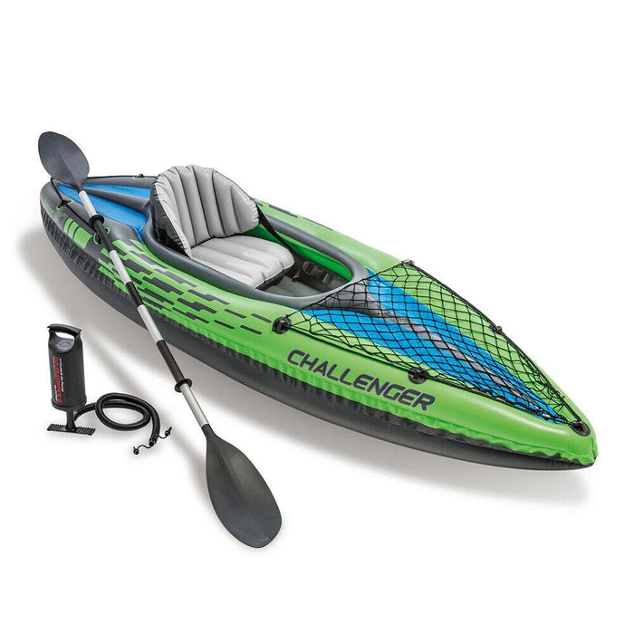 Intex Sports Challenger K1 Inflatable Kayak 1 Seat Floating Boat Oars River Lake 68305NP