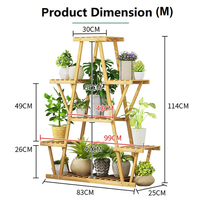 STAR Shape Bamboo Plant Stand Supplier Multi Tier Flower Rack for Indoor Outdoor Large