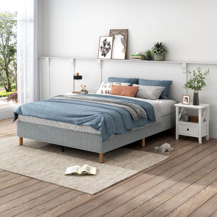 Metal Bedframe Mattress Foundation (Light Grey) &#8211; King