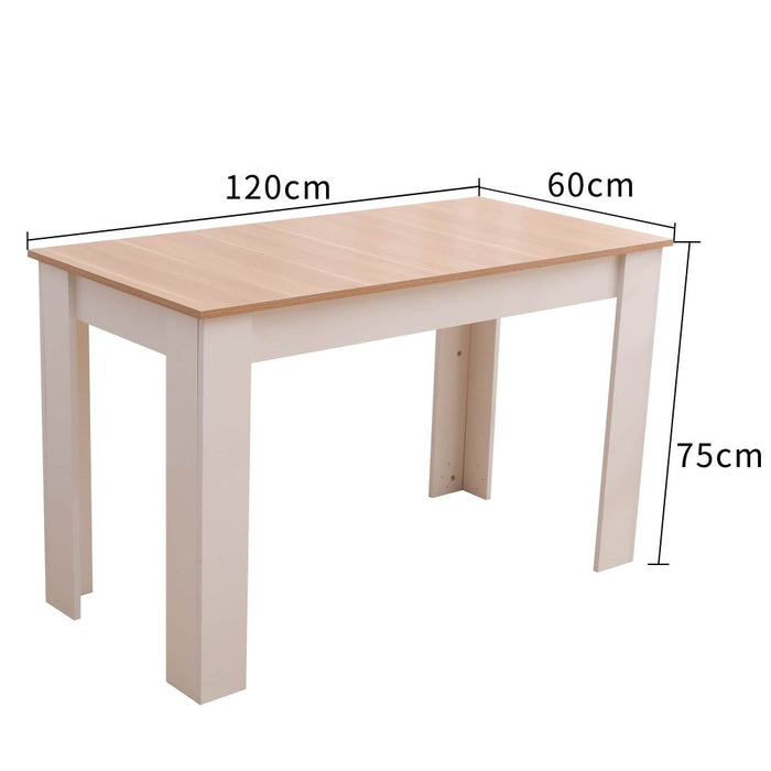 Dining Table Rectangular Wooden 120M-Wood & White