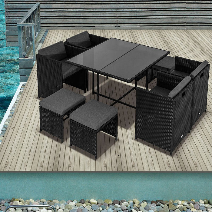 Horrocks 8 Seater Outdoor Dining Set - Black