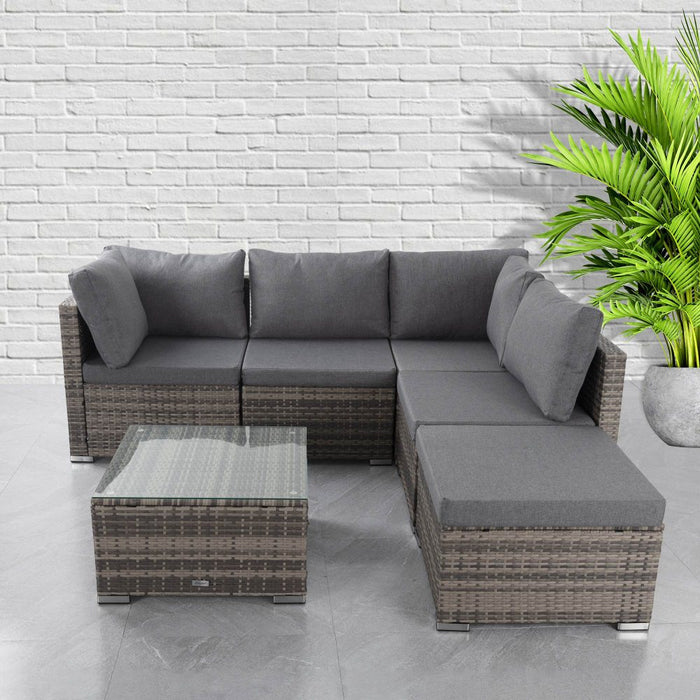 Ottoman-Style Outdoor Lounge Set in Grey