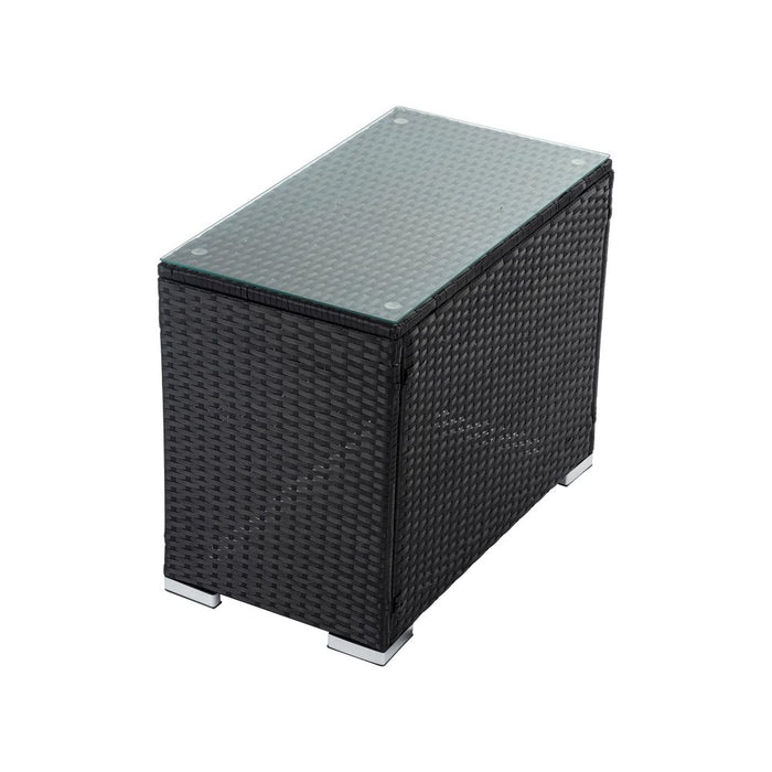 Outdoor Wicker End Table Black