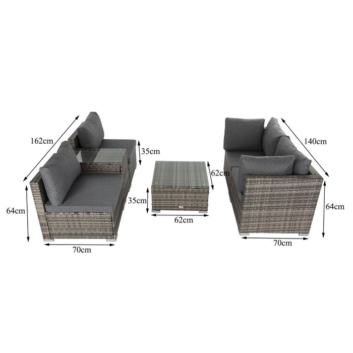 Outdoor Modular Lounge Sofa with Wicker End Table Set