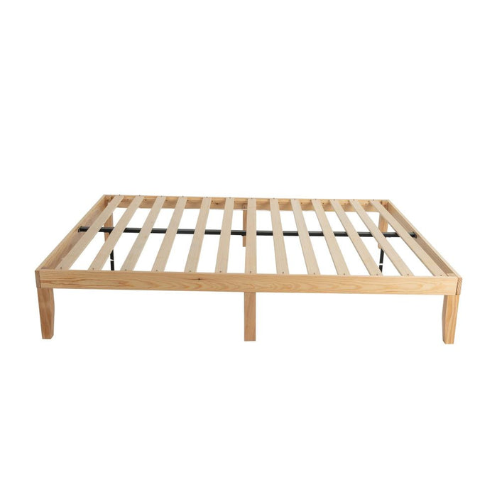 Warm Wooden Natural Bed Base Frame &#8211; Double