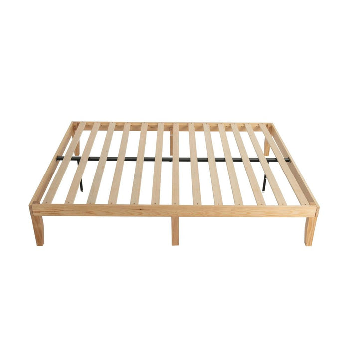 Warm Wooden Natural Bed Base Frame &#8211; Double