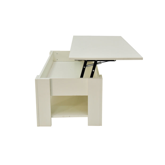 Lift Up Coffee Table with Storage - White