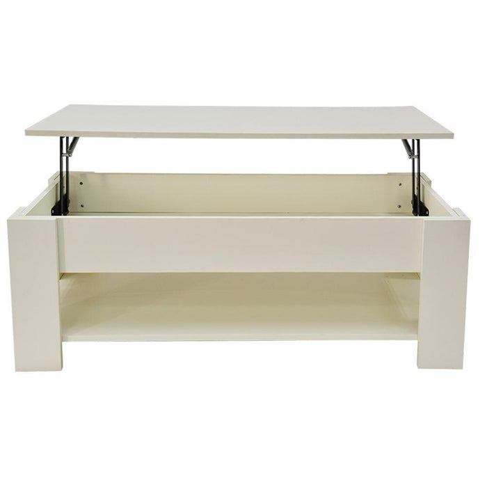 Lift Up Coffee Table with Storage - White