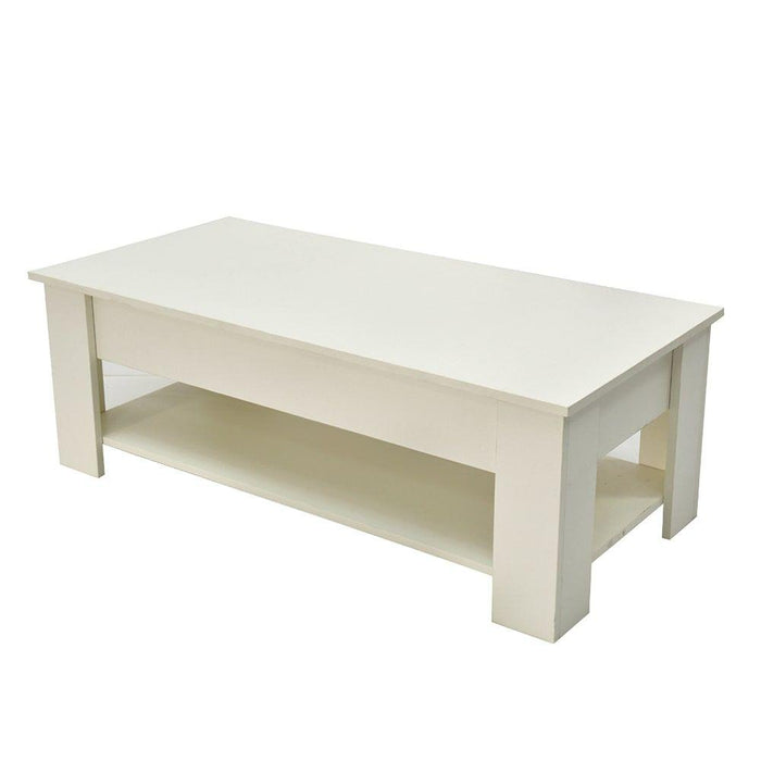 Lift Up Coffee Table with Storage - White