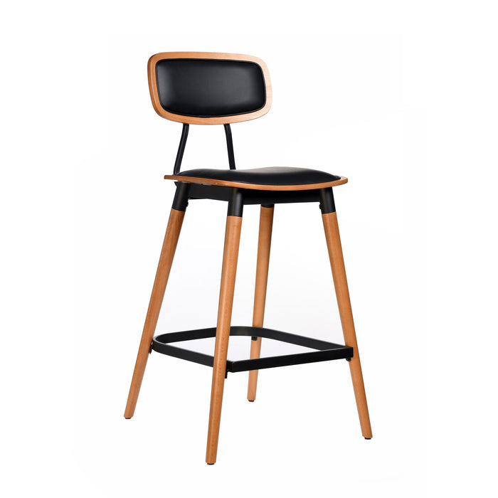 Felix Barstool - Black Vinyl Seat - Lancaster Oak - Black Frame