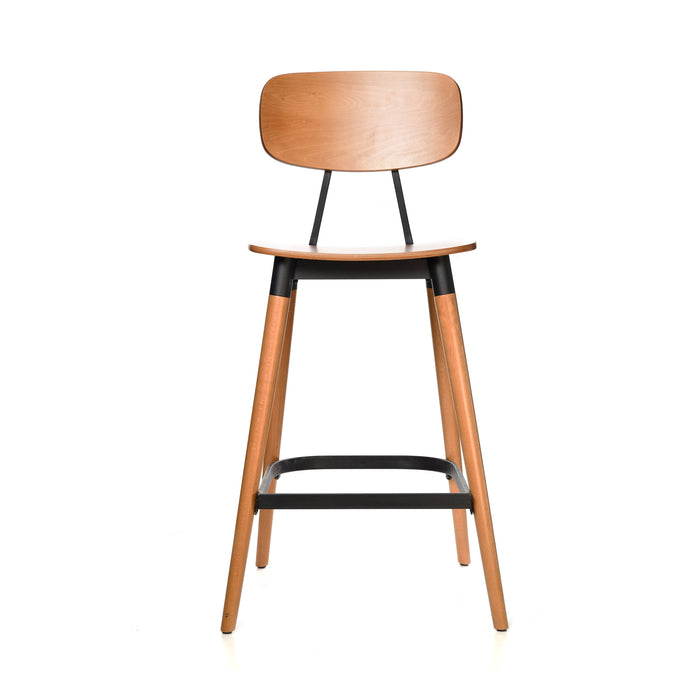 Felix Barstool - Ply Seat - Lancaster Oak - Black Frame