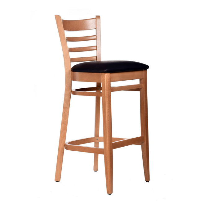 Florence Barstool - Natural - Black Vinyl Seat (Black)